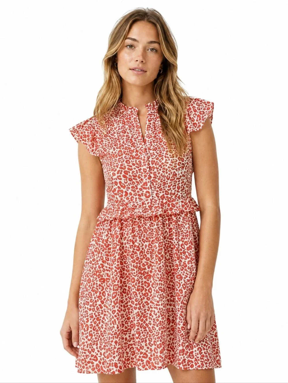 Maje Rutti Leopard Print Ruffle Mini Dress - Picture 4 of 11
